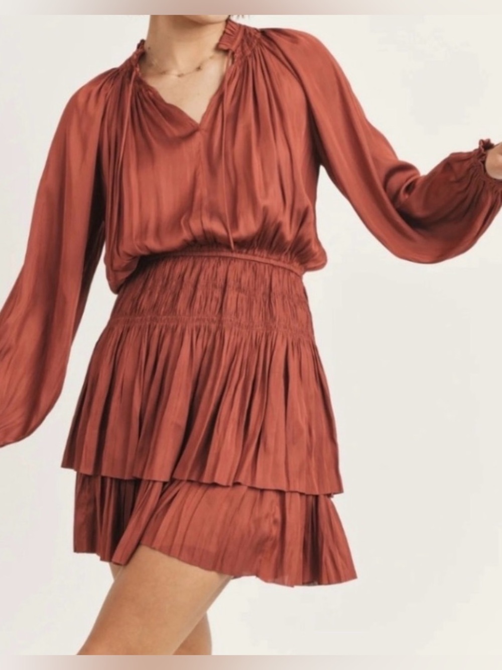 Reset satin dress in salmon pink size Small